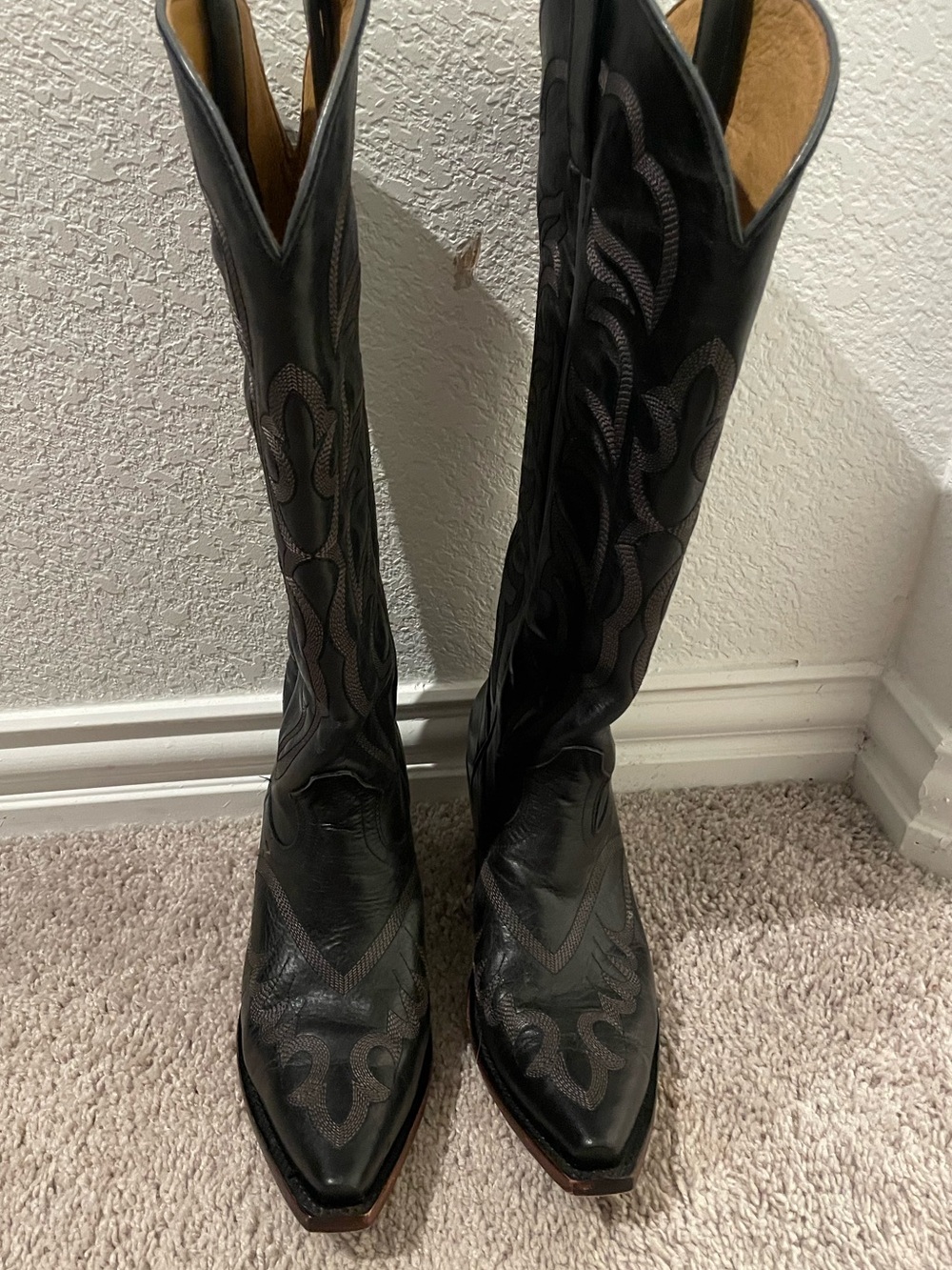 Shyanne Black Western Embroidered Tall Cowboy Boots